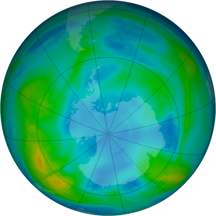 Antarctic ozone map for 15 May 1988